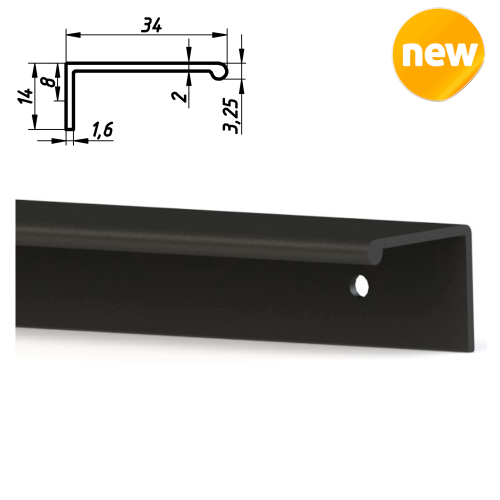 Ручка ETERA PLAST матова чорна L-128