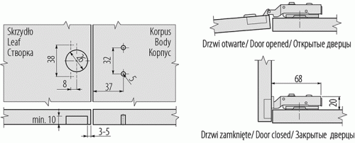 Завіс накланний GTV з дотягом з євро шурупом міні HC-09 (ZP-CIHC090ZE)_02