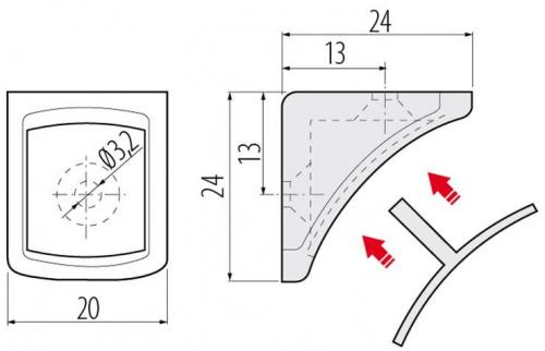 Кутик монтажний GTV NARS одинарний (пластик) слонова кістка (PM-NAR1003-512)_02