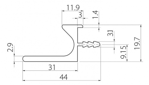 Ручка GTV PROFIL L 3500 мм, алюміній (PA-0243-35-50)_02