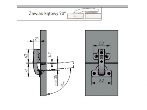 Завіс рівнолежачий GTV Clip без пружини з єврошурупом