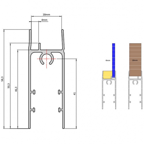 Рамка нижня NOVO PRO 18/4 мм L=1,7 m (Шампань) (A-LD18-170-90)_02