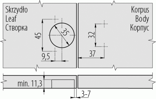 Завіс напівнакладний GTV Clip без пружини