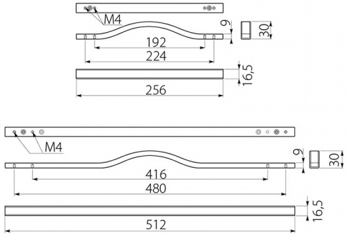 Ручка GTV DOPPIO 416 мм, хром (UA-DOPPIO416-01)_01