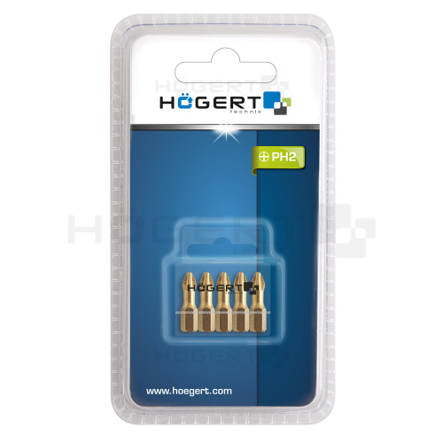Біт PH2 25 мм, сталь S2 Slim (5 шт.) Нітрид титану (HT1S382)_02