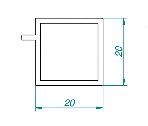 Профіль з полицею 20x20x1,5 L-4000 алюміній C-35 чорний анодований матовий