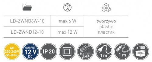 Блок живлення для світлодіодів LED 6w + Дистриб'ютор (LD-ZWND6W-10)_03