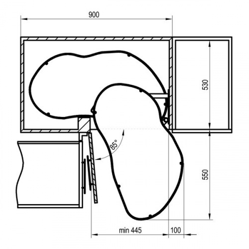Кут REJS Corner Optima Maxima SILVA 900 правий, хром/графіт (WE28.2608.43.781)_03