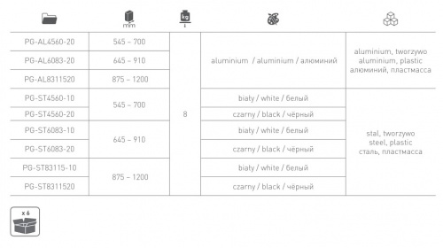 Пантограф GTV з масляним підйомником 545-700 мм, до 8 кг, чорний/ (PG-ST4560-20)_03