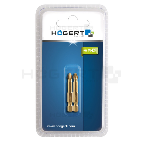 Біт PH2 50 мм, сталь S2, Slim (2 шт.) Нітрид титану (HT1S392)_02