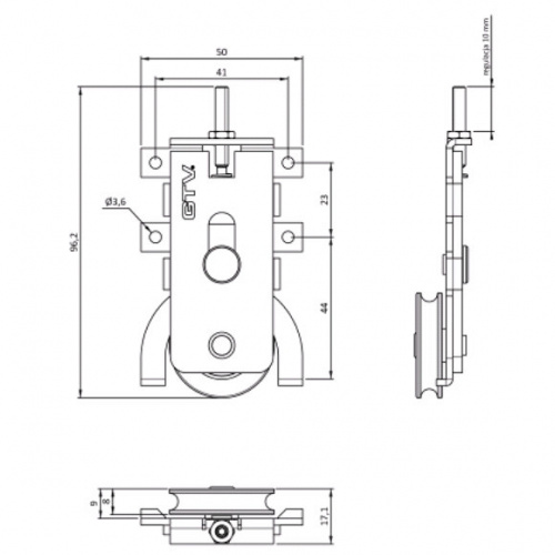 Нижнє коліщатко для шаф-купе типу 