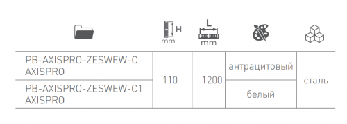 Комплект передня панель 1200мм + кріплення + релінг для внутрішнього ящика C AXIS PRO Графіт
